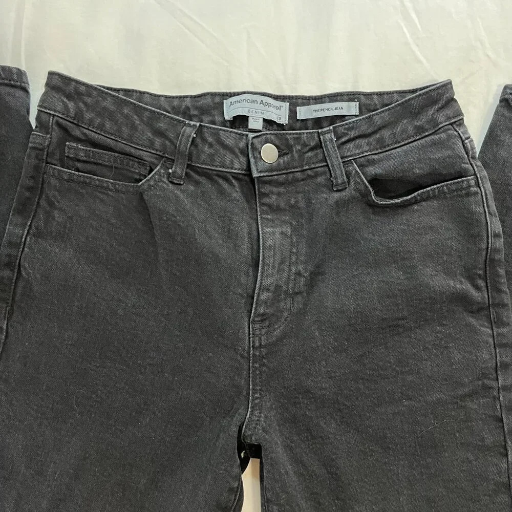 American Apparel Women's The Pencil Jean High Waist Black Denim Jeans | Size 29 - Picture 3 of 7